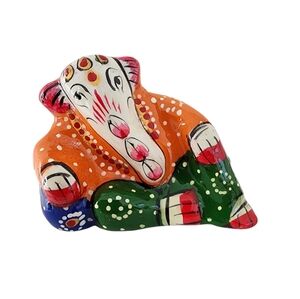 Ganesh statue small hand painted artisan made enamel on cast metal M06
